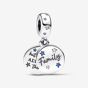 Family Love Double Dangle Charm Pandoras 100% 925 Sterling Silver Charms Bracelet Making charms Set Necklace Pendant Girlfriend Gift with Original Box TOP quality