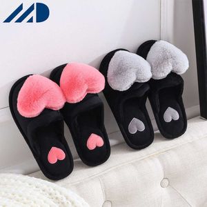 HBP Non-Brand Hot Selling Winter Indoor Womens Cotton Shoes Anti-slip Warm Custom Home Girl Heart Plush Slippers