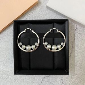 Designer de moda Round Pearl Crystal Silver Brincos para mulheres doces romance de alta qualidade Jóias estrela Trendência