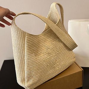 かぎ針編みのトート女性バッグファッションデザイナーストローバッグ夏のムード刺繍レタリングサイズ33*29cmの光素材