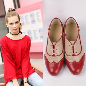 Casual Shoes Women Oxford Flat Spring For Woman Genuine Leather Flats Summer Brogues Vintage Laces Loafers Sneakers