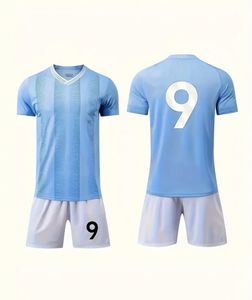 Kinderbekleidungsset für Jungen und Mädchen, 2-teilig, schnell trocknender Fußballanzug, 9 Streifenmuster, Jersey-T-Shirt, kurz 240315