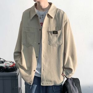 Corduroy Long Sleeved for Men's Spring Wear, Plus Size, Trendy and Overweight, Loose Fitting Casual Shirt Jacket