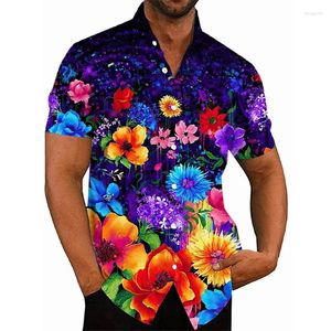 Camisas casuais masculinas floral havaiano verão moda 3d impressão aconchegante manga curta praia oversized lapela venda importada china roupas