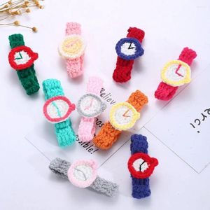 Charme Pulseiras Doce Meninas Jóias Acessórios Estilo Coreano Colorido Lã Malha Relógio Pulseira Brinquedo Casal Anel de Mão Moda