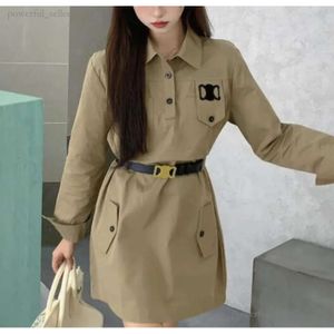 Women Designer Shirt Dress Spring Autumn Lady Skirt with Belt Fashion Letters Embroidery Dresses Long-sleeved Sexy Skirt SML Di_girl Di_girl 799