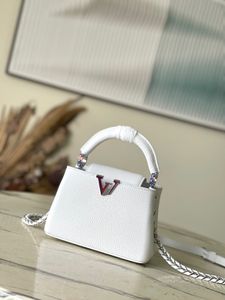 Top White Pink Cowhide Mini Handbag Shoulder Bag Colorful Logo Letter M22606 Handbag