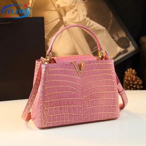 Bolsas femininas Lady Pattern Leather Small Tote Bag Portable Top Handel ombro Bolsas de luxo Moda de luxo 240401