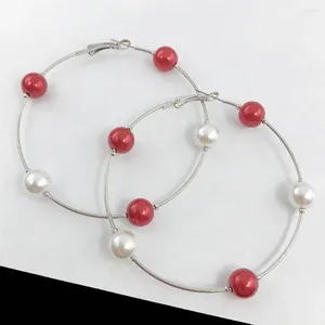 Dangle Earrings 2024 Handmade DIY Custom Greek Red White Imitation Pearl Round Charms Women Jewelry 7CM