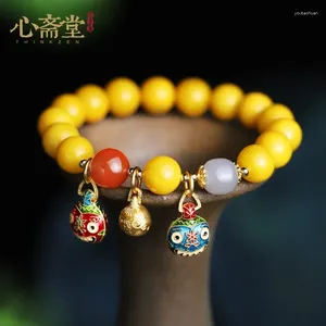 Strand Natural Chicken Oil Yellow Beeswax Amber Hand String Year Of The Tiger Buddha Bead Bracelet Men And Women's Accessories Jewelry