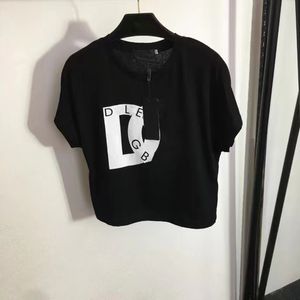 Women Plus rozmiar projektanci koszulki T-shirty moda Kobiety Nowy alfabet drukowana szpilka schowana w talii Krótki styl uprawa krótkiego rękawu