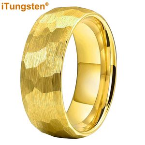 ITungsteno 6mm 8mm Uomo Donna Nero martellato Carburo di tungsteno Anello di fidanzamento Fascia nuziale Gioielli alla moda Cupola Comfort Fit 240315