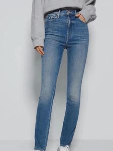 Frauen Jeans 2024 Frühling Hohe Stretch Schlanke Taille Baumwolle Zipper Alle-spiel Denim Lange Bleistift Hosen Für Weibliche