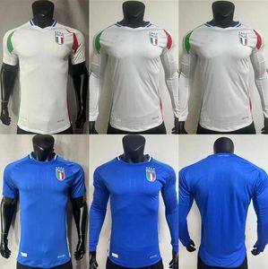 Player version Italys soccer jerseys home away Long sleeved 2024 2025 Italian SCAMACCA IMMOBILE CHIESA football shirts JORGINHO BARELLA 24 25 Maglia italiana