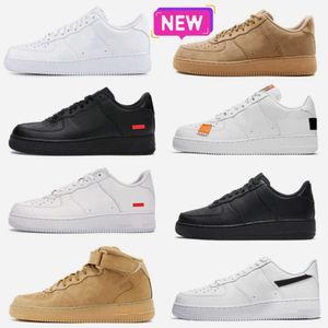 Designer ONE 1 Men Low Casual Shoes Trainers Skateboard Forces Tennis Unisex 1 07 Knit Euro Airs High Women All White Black Wheat Running Sports Jogging Sneakers V88