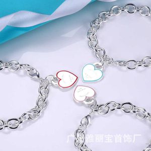 Original brand Love peach heart bracelet female TFF same egg ring thick chain CNC character shaped tag couple jewelry