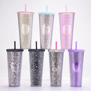 24 uncji Summer AB Kolor Durian Cupe Studded Tumbler Puste Gradient Plastic Kawa Kubek wielokrotnego użytku bez plastikowej butelki 240327