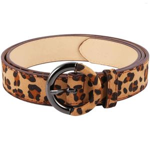 Bälten Ms Wild Leopard läderbälte spänne dekorerad rund stift modepersonlighet