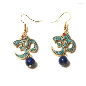 Dangle Earrings WEIYU Fashion Simple Yoga OM Symbol Zen Buddhism Drop For Women Lapis Lazuli Stone Earring Handmade DIY Jewelry