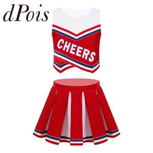 Kinder Mädchen Cheerleader Kostüm Cheerleading Uniform Ärmellos Buchstaben Cheers Tanzkleidung Set Performance Outfit Dancewear 240305