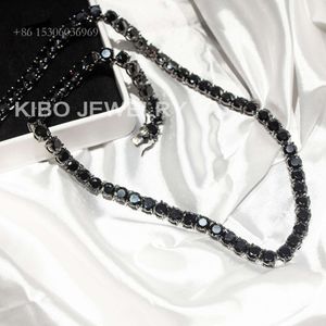 Coutom 4mm 6mm 8mm Iced Out Halsband Sterling Sier Diamond Black Moissanite Tennis Chain