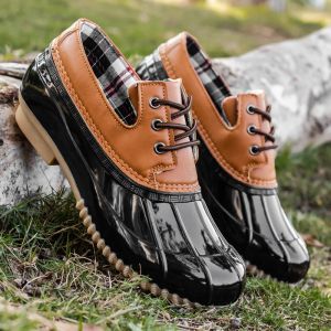 Boots Duck Boots For Men Autumn 2022 Women Fashion Casual Outdoor Leather Waterproof AntiSlippery Luxury Female Bean Shoes