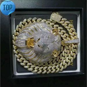 Div2 halsband mens smycken hiphop ised ut hängande lyxdesigner halsband bling diamant kubansk länk kedja stora hängen lejon djur rappare tillbehör34