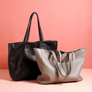 Borse a tracolla Borsa in vera pelle di moda per donna Borse morbide da donna di design di lusso Donna grande composito Nero Grigio