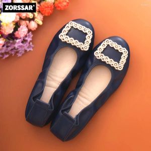 Casual Shoes Women Egg Roll Large Size 44 Flat Boat Real Leather Soft Soled Single Shoe Women's Shallow Ballet Mother