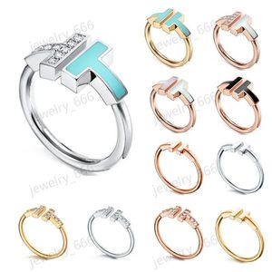 Klassiskt bröllop för kvinnor dubbel T-formad varumärkesdesigner Midi-ringar Öppnar Sterling Sier Rings, 1.1 Med original mode kvinnans smycken Ring Wired Band