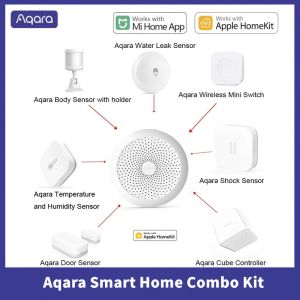 Controle Aqara Smart Home Kits Aqara Gateway M1S Hub Sensor de porta Corpo humano Interruptor sem fio Temperatura Sensor de água Mijia app Homekit