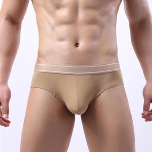 Underpants Sexy Mens Ice Silk Briefs Bulge Pouch Underwear Male Breathable Comfortable Seamless Panties Low Rise Knickers