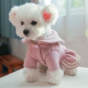 Cão vestuário princesa vestido pet saia gato roupas outono e inverno quente pequeno tamanho médio cães filhote de cachorro arnês chihuahua