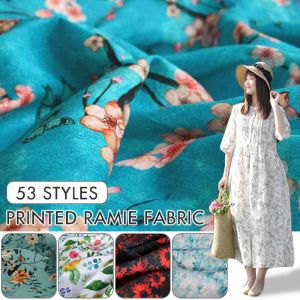 Dresses Summer Thin Fashion Pastoral Style Printed Ramie Small Floral Cotton Linen Fabrics for Skirts Dress Clothing Tablecloths Sewing