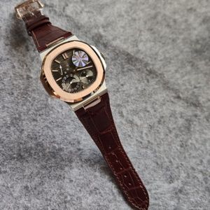 40mmx10 5mm Sapphire Crystal Men tittar på män armbandsur Automatisk PF -kvalitet 5712 SS Armband Waterproof Moonphase Power Reser302Z