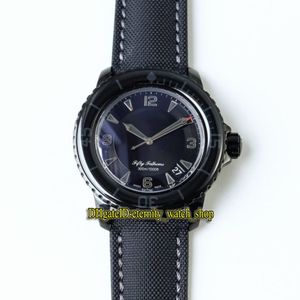 ZF TOP Wersja Fifty Fathoms 5015-11C30-52A Sapphire Pvd Dark Knight Black Dial Cal 1315 Automatyczne męskie zegarek Pasek Pasek Desigte219m