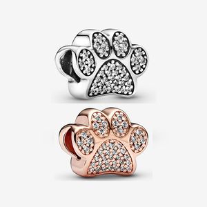 Sparkling Paw Print Charm Pandoras 925 Sterling Silver Luxury Charms Set Pulseira Fazendo encantos Frisado Designer Colar Pingente Caixa Original Fábrica Atacado