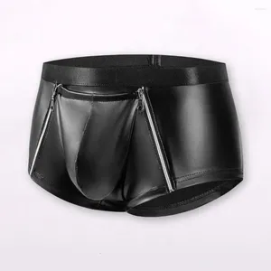 Shorts masculinos linhas finas roupa interior homens briefs duplo zíper sexy mid-rise com bolsa de protuberância suave para um