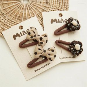 Acessórios de cabelo Crianças Café Colorido Bow Hairpins Cute Flower Clips Barrettes Girl Baby Kid Headwear