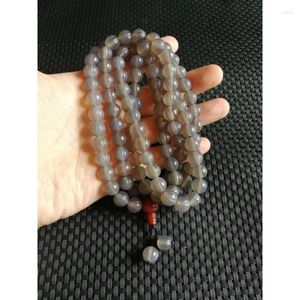 Hänge halsband rökiga grå agat pumpa pärlor 108 Buddha pärlhalsband armband