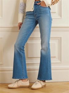 Women's Jeans Women High Waist Blue Denim Ankle-Length Pants 2024 Spring Stretch Slim Female Flared