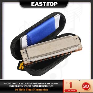 الآلات Easttop Pro40 10 Hole Grisgris موسيقى الروك الحديثة ضبط التقدمي مع الخشب مشط هارمونيكا الآلات الموسيقية