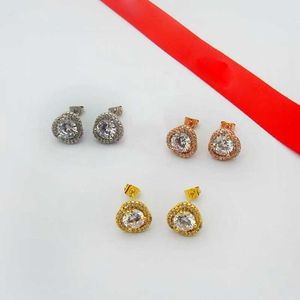 Brincos simples de luxo desinger para mulheres brincos de diamante 18k ouro rosa banhado a prata joias presentes de festa de casamento