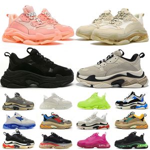 2024 Triple S män kvinnor designer sneakers casual skor klar ensam trippel svart vit grå rosa blå gröna herrtränare