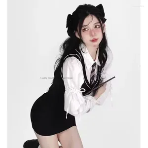 Clothing Sets Spring Summer Japanese Korea Style Jk Uniform Sweet And Sexy College Set Women's Two-piece Daily Wrapskirt