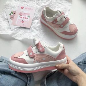 Boots Sport Sneakers Woman Pink Lolita Haruku Kawaii Shoes Japan Platform Flat Vulcanize Spring Anime Running Rubber Sole Casual