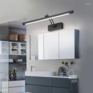 Lâmpada de parede moderna preto/prata led luz 9w/12w montado espelho do banheiro luminária arandela à prova de nevoeiro três cores escurecimento