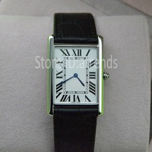 Super Thin Series Top Fashion Quartz Watch Men Women Silver Dial Black Leather Strap Wristwatch Classic Rectangle Design Dress CLO292S