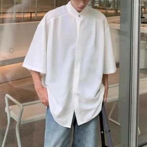 Camicie casual da uomo Camicia traspirante con colletto alla coreana stile cinese con mezze maniche vestibilità ampia per l'estate