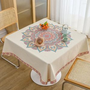 Table Cloth Boho Jacquard Cotton Linen Flower Printing Home Square Tablecloths Tea Coffee Dining Room Wedding Party Decorations